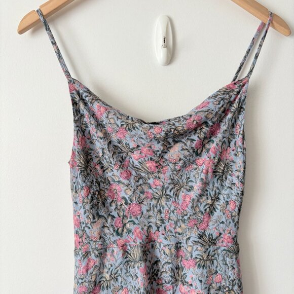 Aritzia Sunday Best Cowl Neck Floral Mini Dress Blue Pink Size XS - Picture 3 of 7